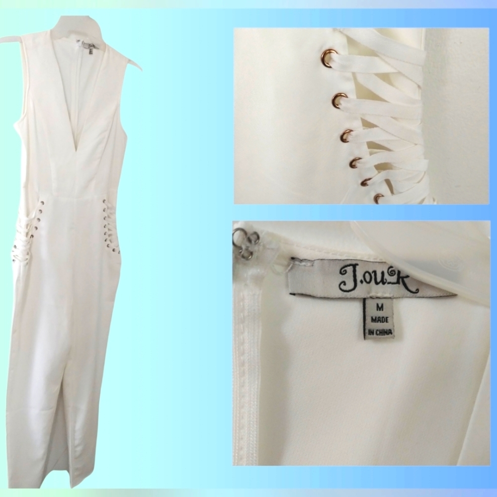 White Bodysuit With Side Shoe String Design - image 1